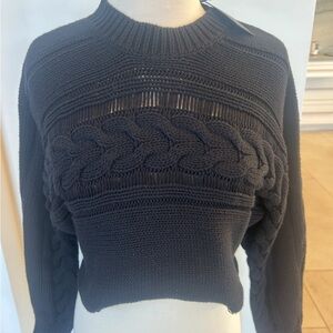 RtA Black Cable Knit Crew Neck Sweater
